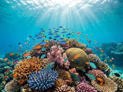 Colourful coral reef and tropical fish off Phu Quoc Island