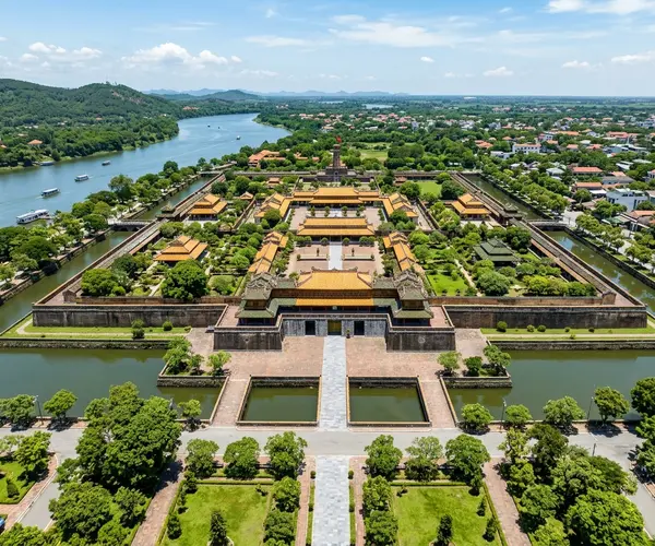 Hue Imperial Citadel and Perfume River at sunset, Vietnam