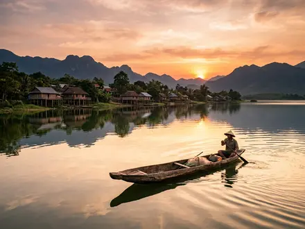 Lak Lake Sunset Canoe