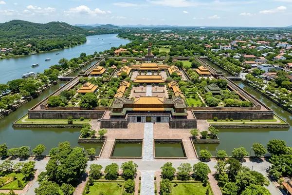 Hue Imperial Citadel and Perfume River at sunset, Vietnam
