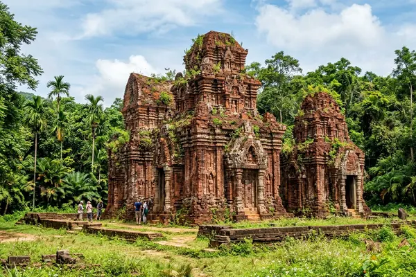 My Son Sanctuary ancient Cham temple ruins in a jungle valley, Vietnam